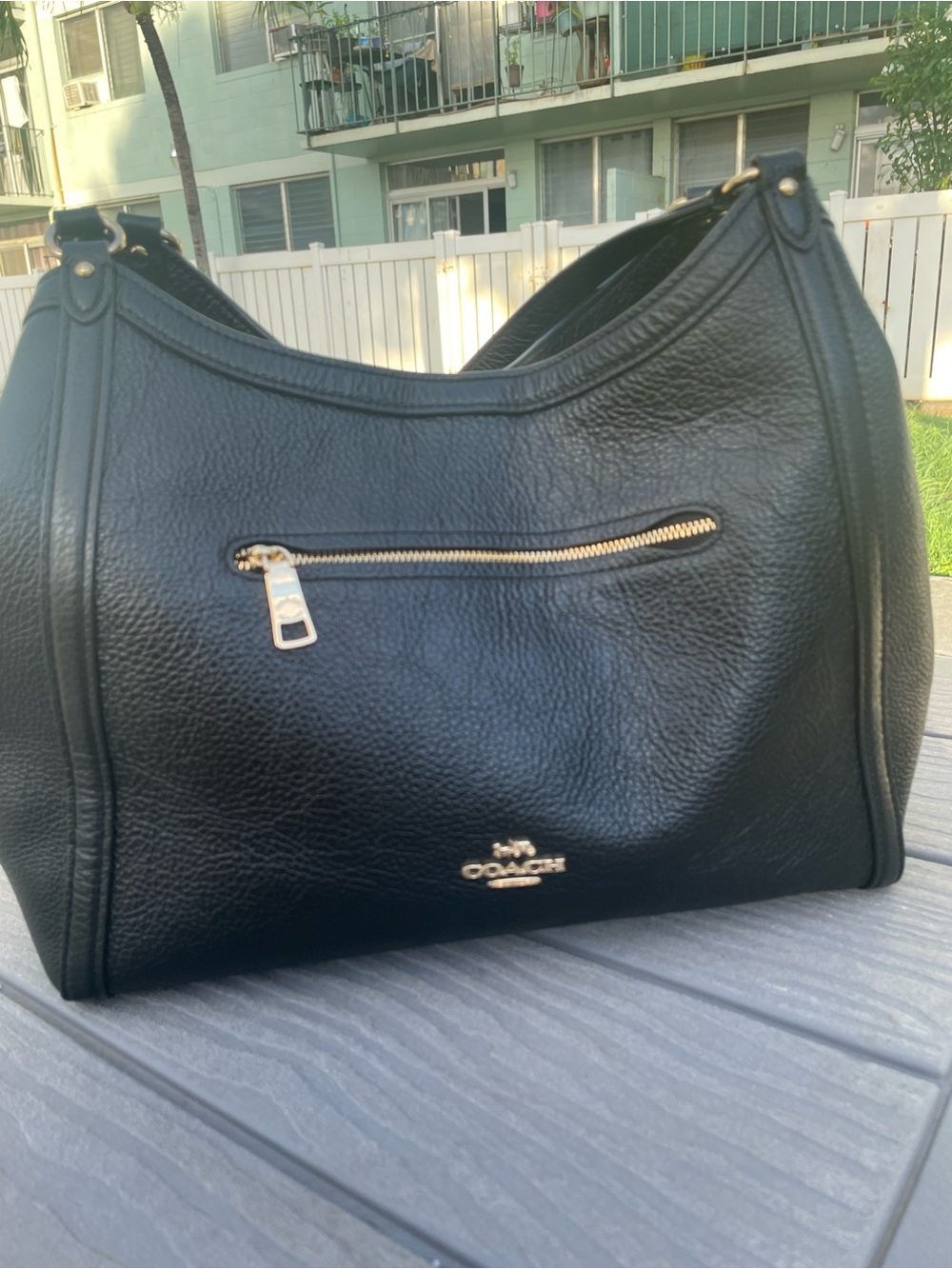 Coach Black Pebbled Leather Shoulder Bag with Gold Hardware - Picture 2 of 10